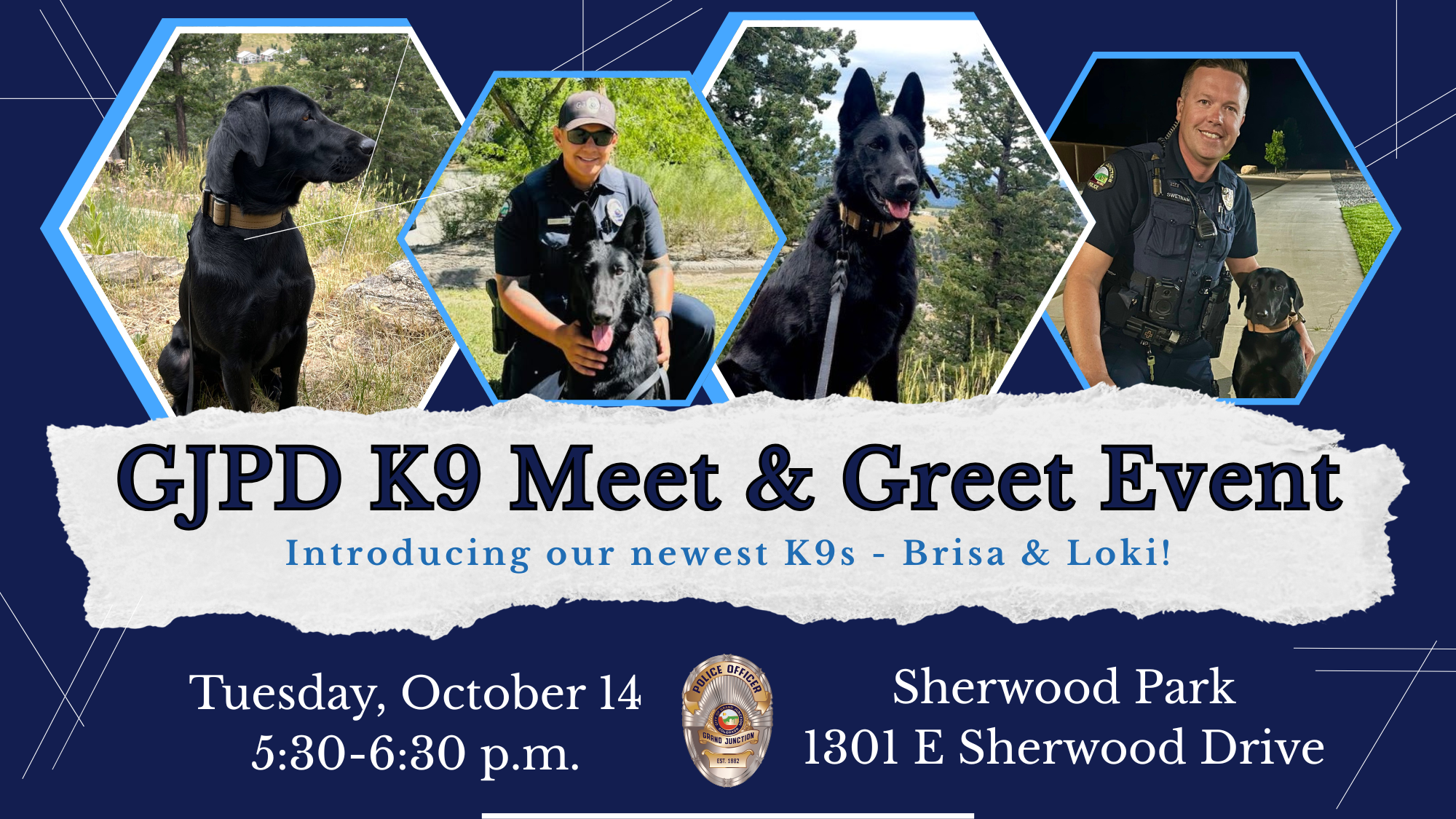 GJPD Welcomes New K9 Officers Brisa and Loki